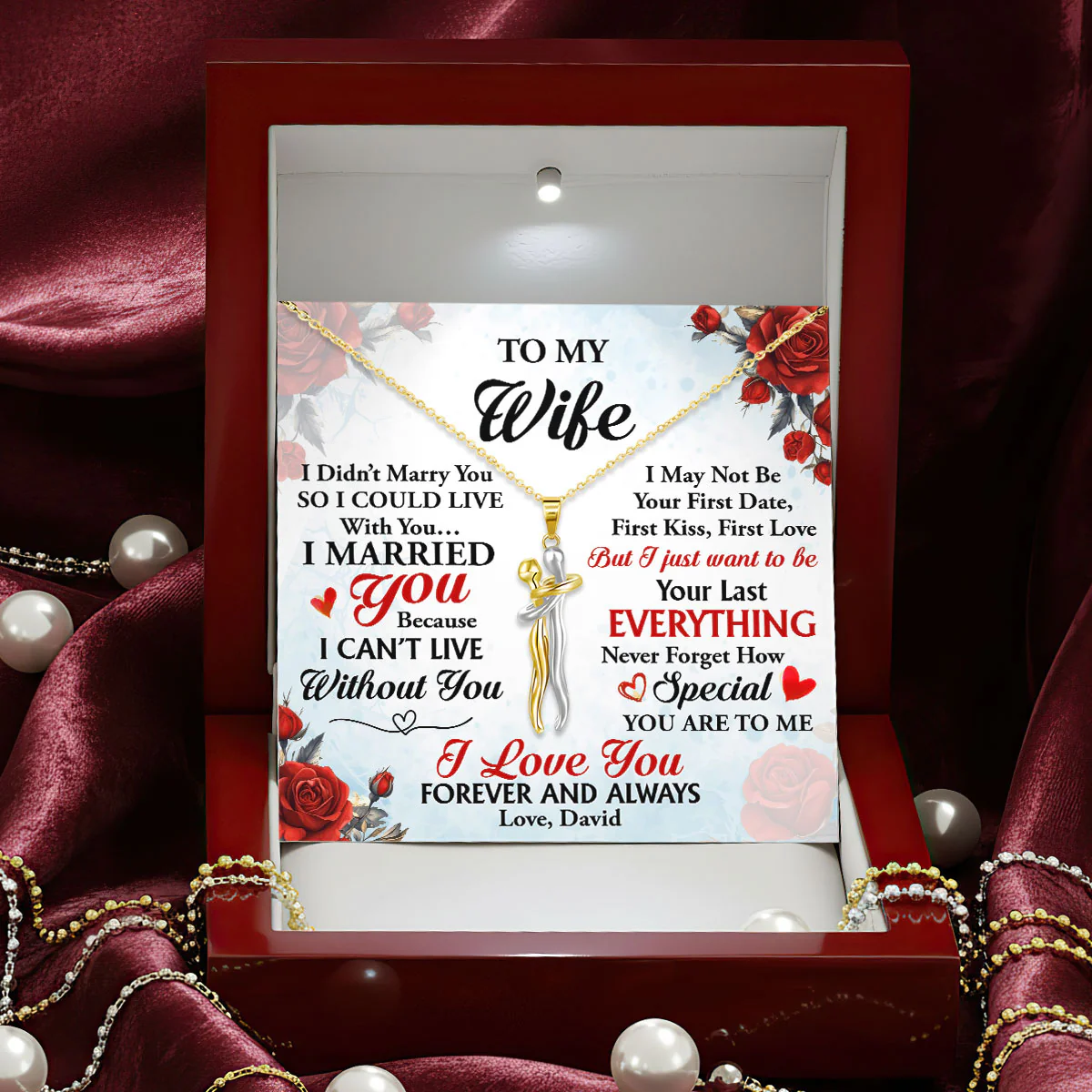 I Married You Because I Can't Live Without You - Personalized Hug Charm Necklace - Image 5