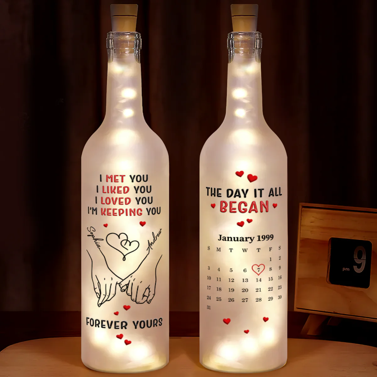 I Met You Liked You I Love You - Personalized Bottle Lamp