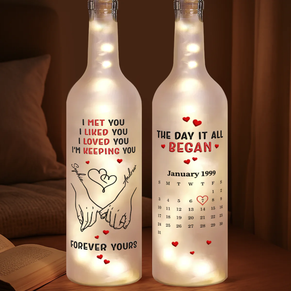 I Met You Liked You I Love You - Personalized Bottle Lamp - Image 4