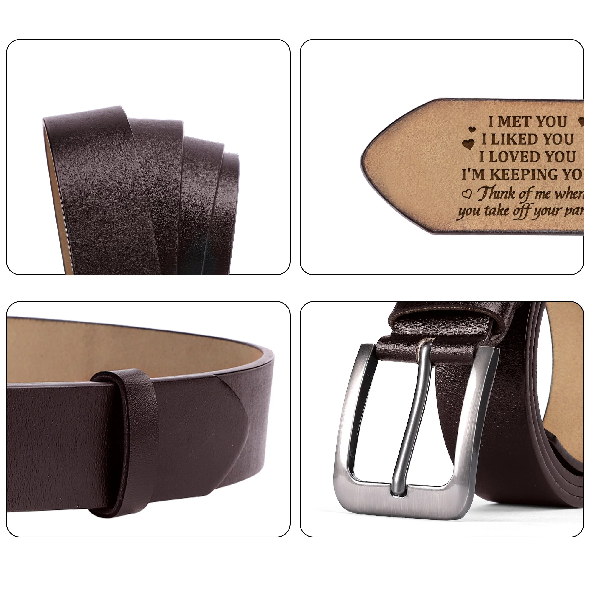 I Met You - Personalized Engraved Leather Belt - Image 7
