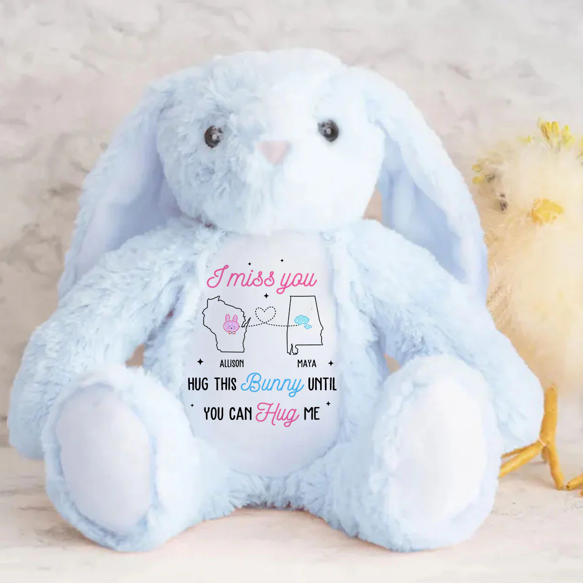 I Miss You Long Distance - Personalized Stuffed Bunny - Image 4