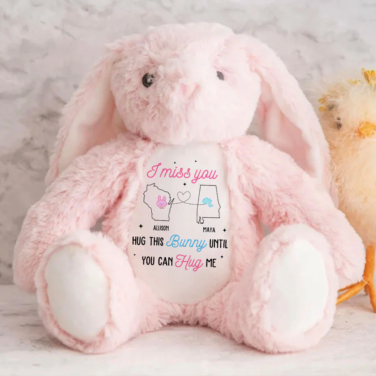 I Miss You Long Distance - Personalized Stuffed Bunny - Image 7