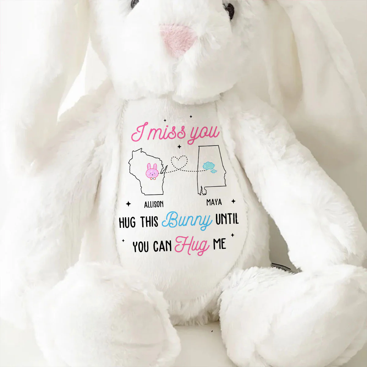 I Miss You Long Distance - Personalized Stuffed Bunny - Image 9