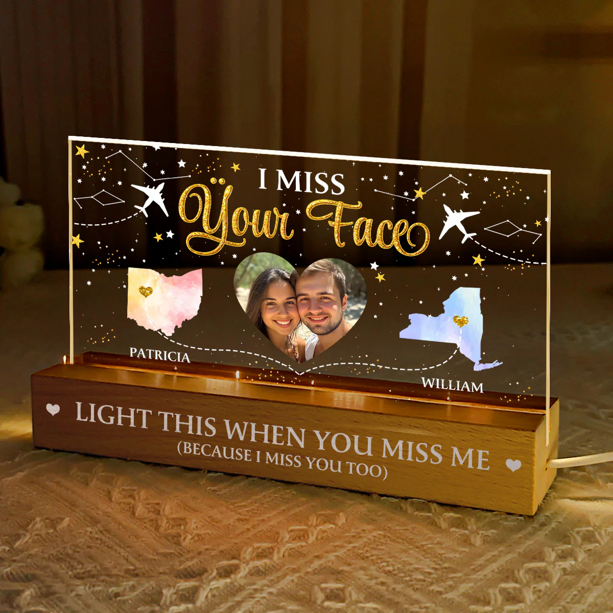 I Miss Your Face - Personalized LED Night Light - Image 3