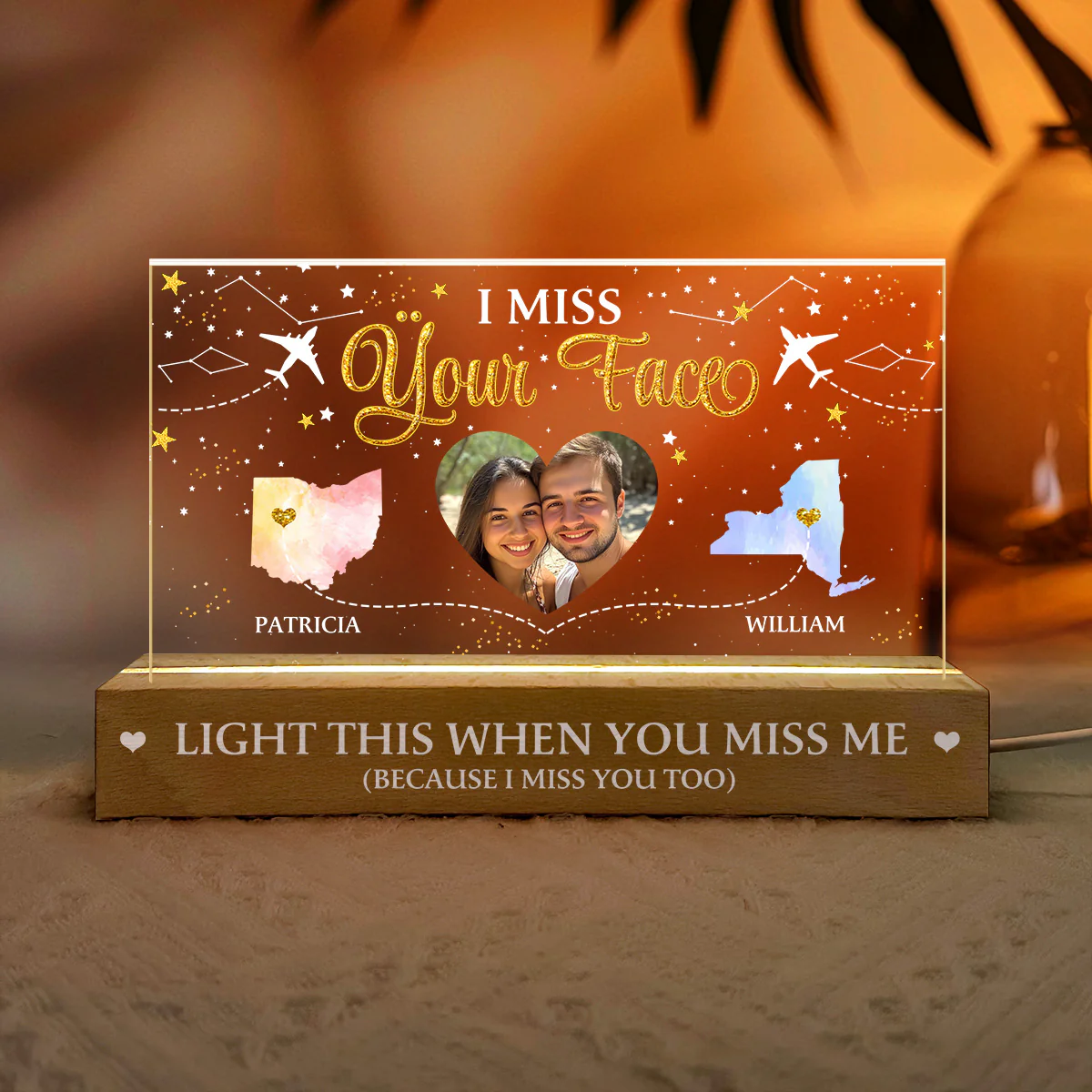 I Miss Your Face - Personalized LED Night Light - Image 4