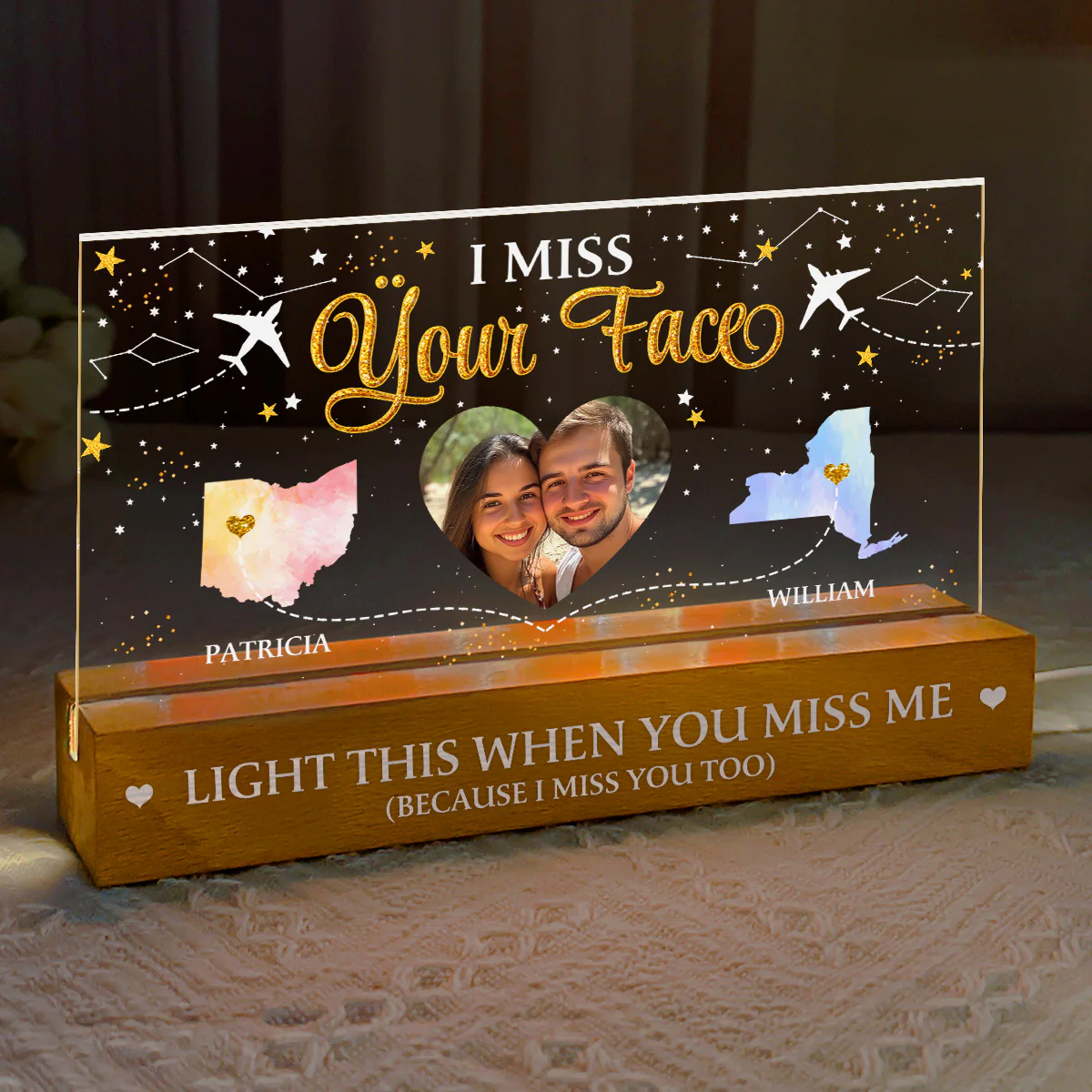 I Miss Your Face - Personalized LED Night Light - Image 5