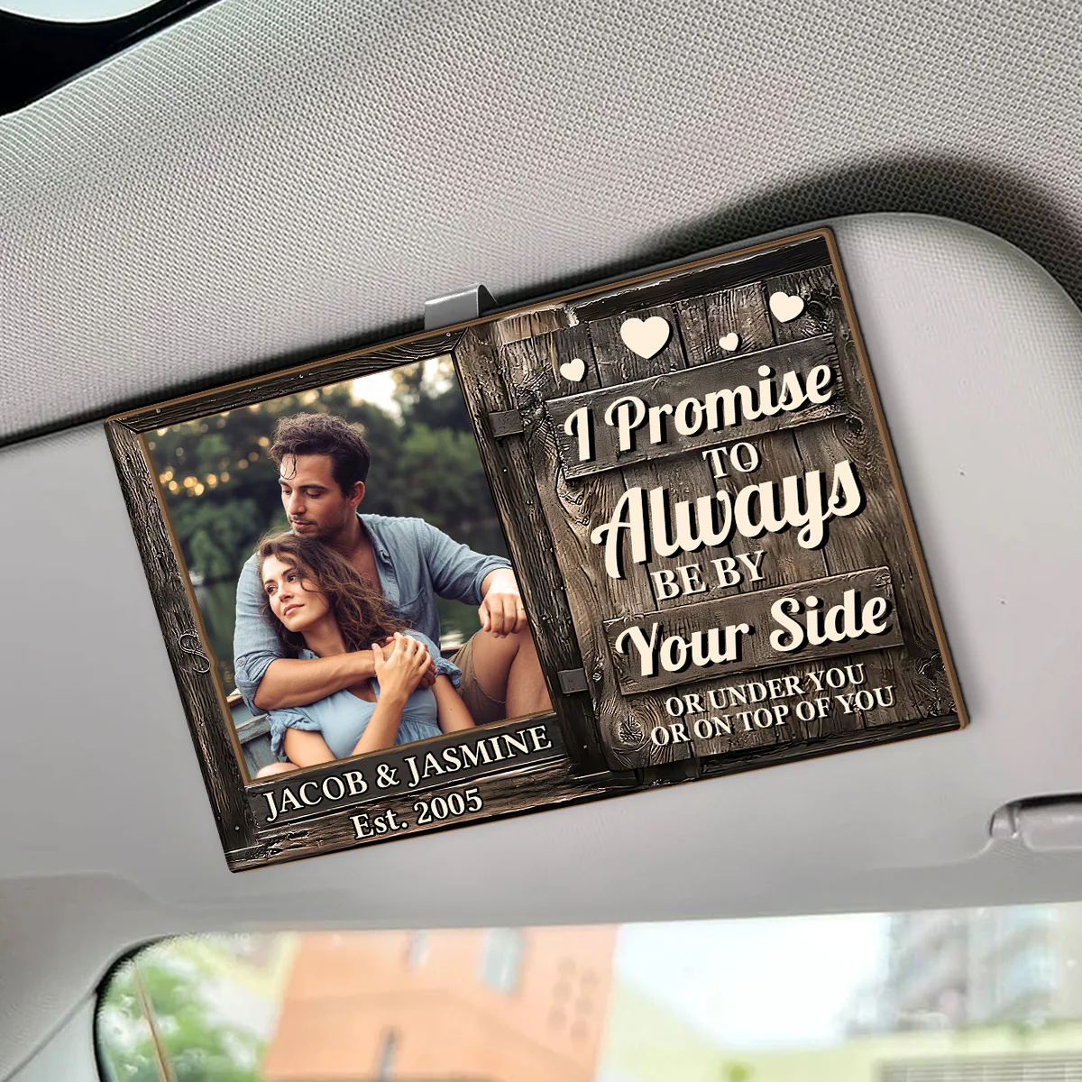 I Promise To Always Be By Your Side - Personalized Car Visor Clip - Image 2