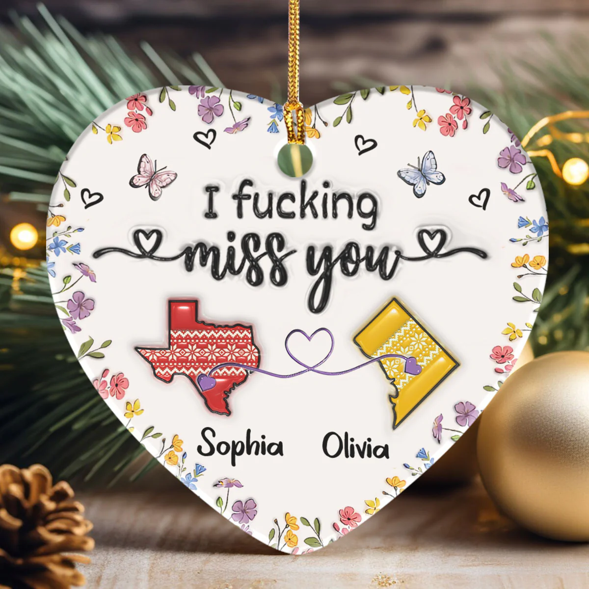 I Really Miss You - Personalized Heart Shaped Ceramic Ornament - Image 3