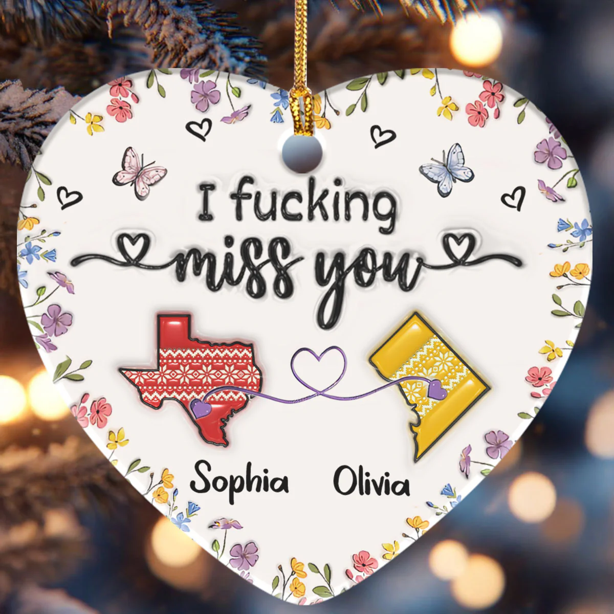 I Really Miss You - Personalized Heart Shaped Ceramic Ornament - Image 6
