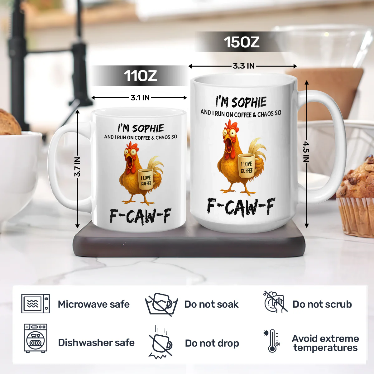 I Run On Coffee And Chaos - Personalized Ceramic Coffee Mug - Image 5