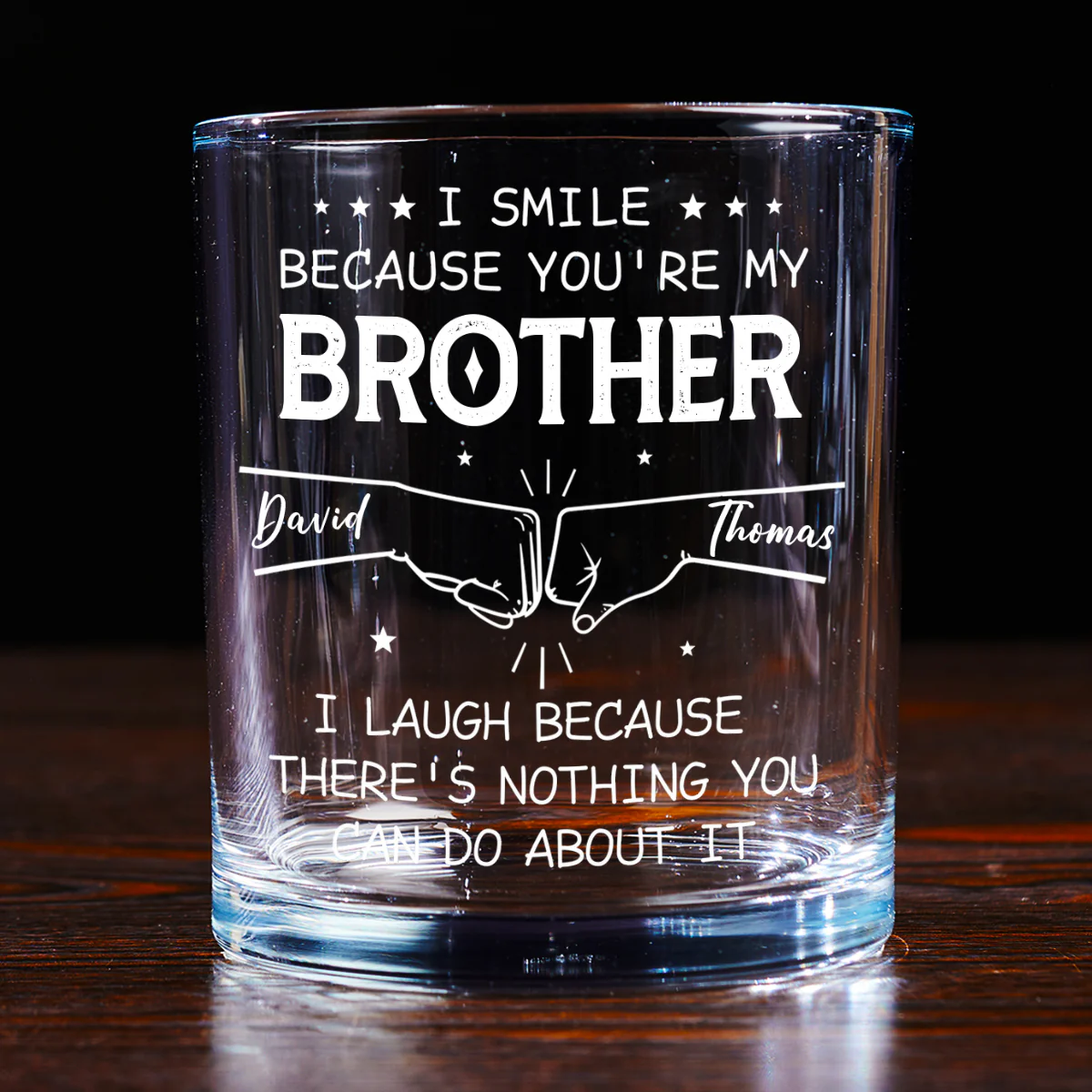 I Smile Because You Are My Brother - Personalized Round Whiskey Glass - Image 3