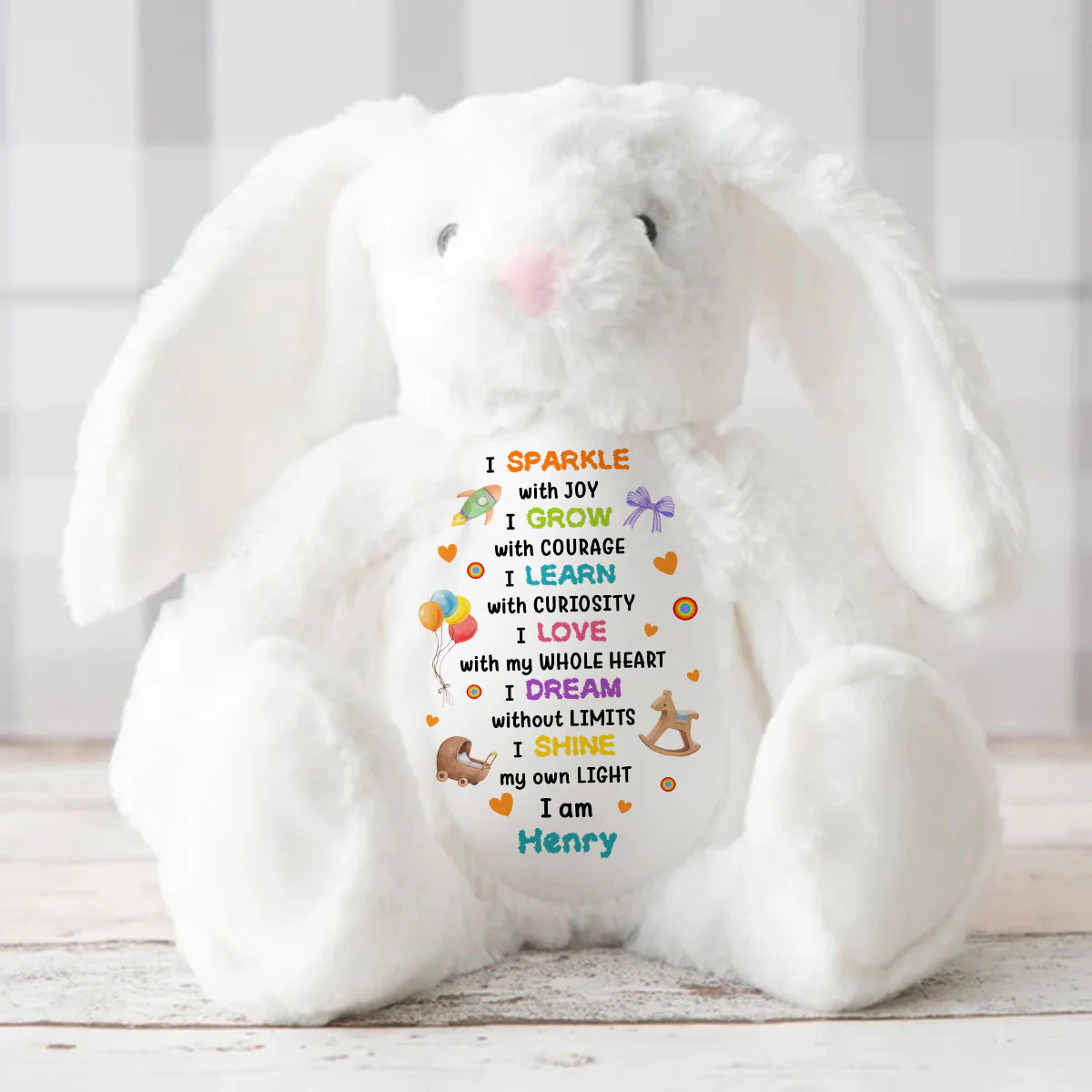 I Sparkle - Personalized Stuffed Bunny - Image 4
