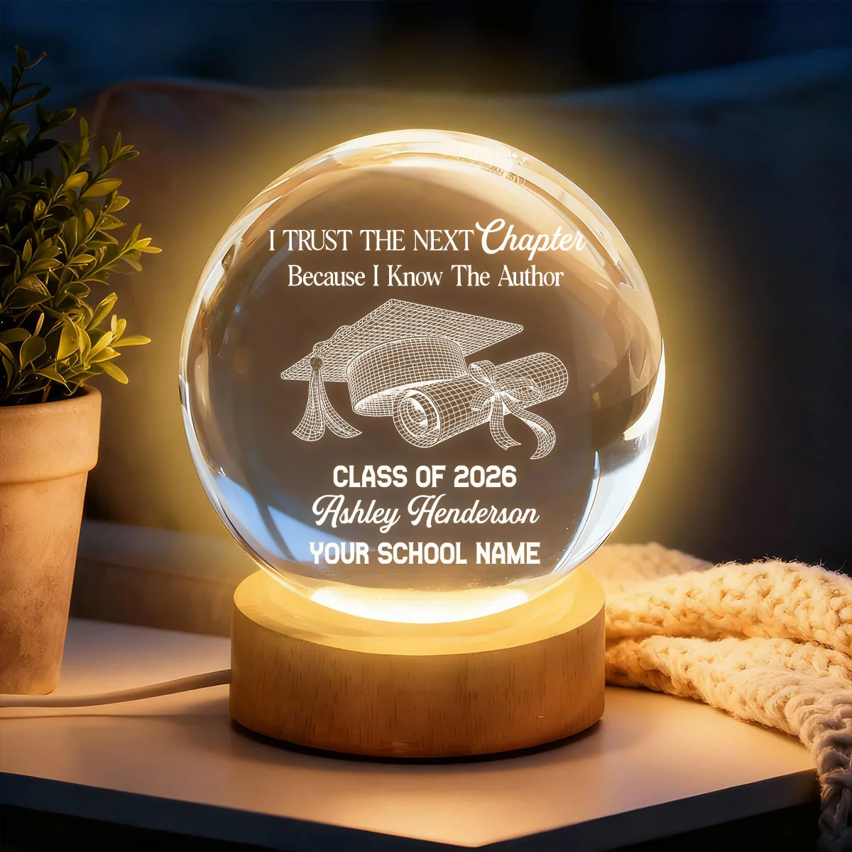 I Trust The Next Chapter - Personalized Crystal Ball Night Light - Image 2