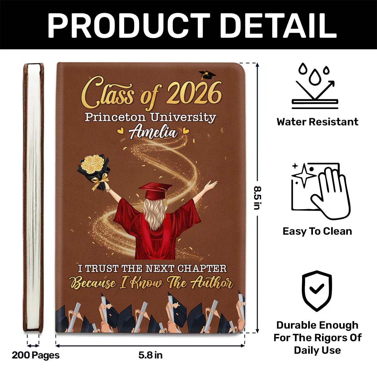 I Trust The Next Chapter - Personalized Leather Cover Notebook - Image 6