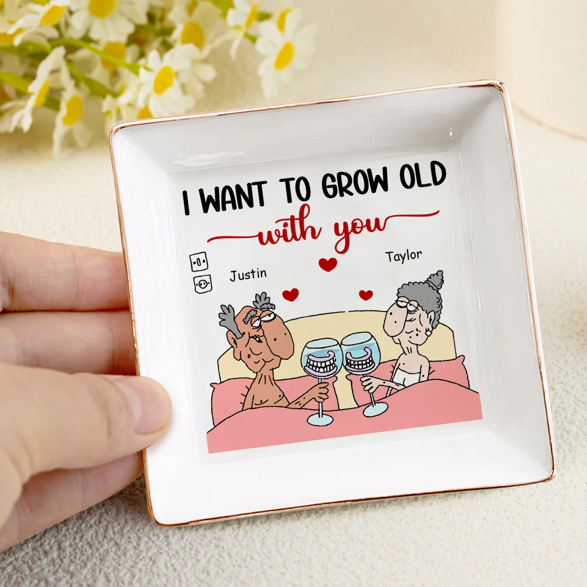 I Want To Grow Old - Personalized Jewelry Dish - Image 4