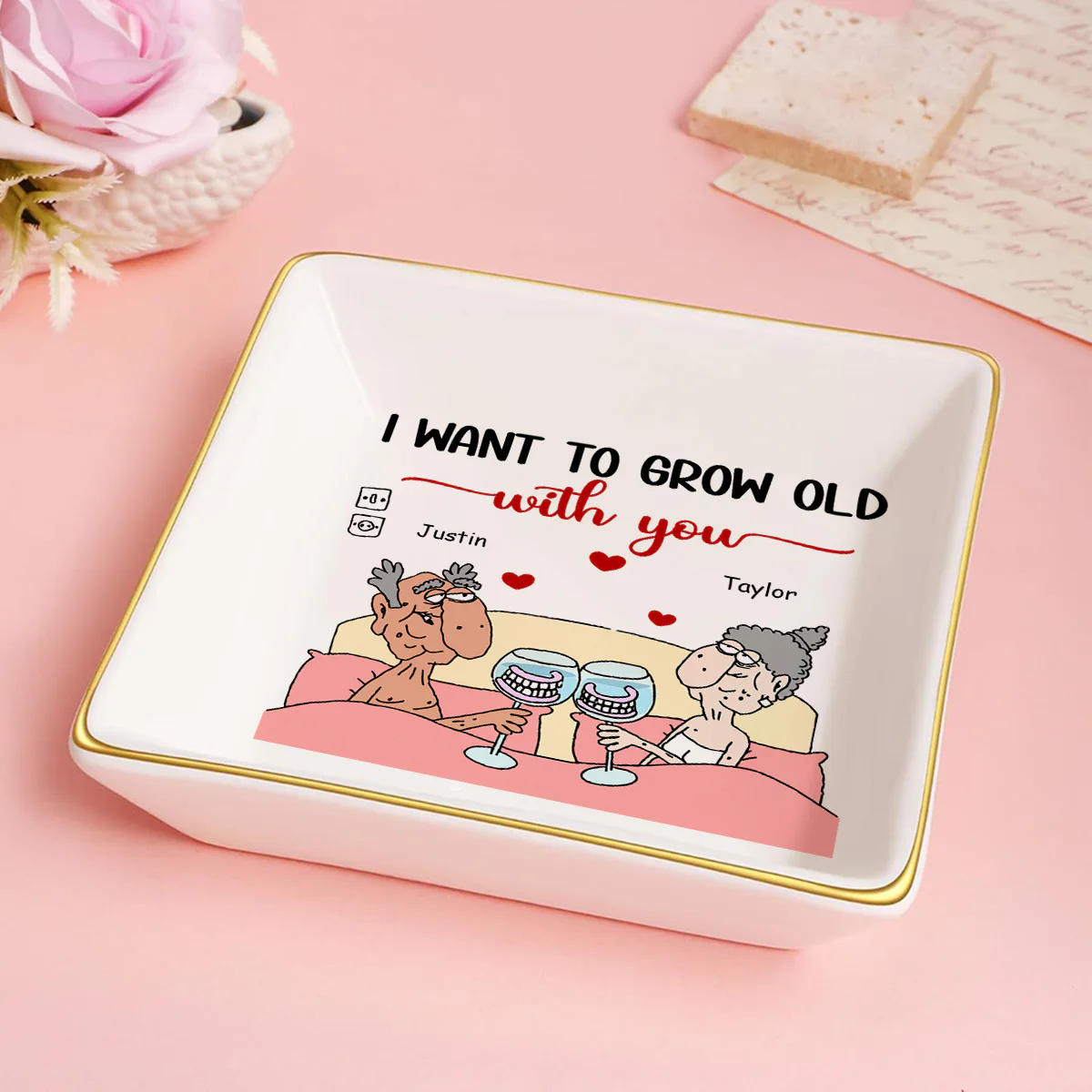 I Want To Grow Old - Personalized Jewelry Dish - Image 5