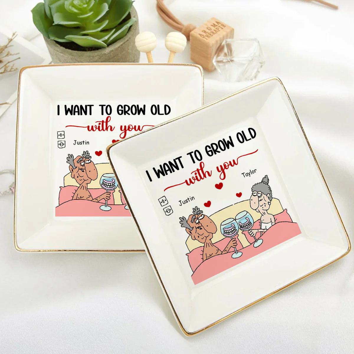 I Want To Grow Old - Personalized Jewelry Dish - Image 6