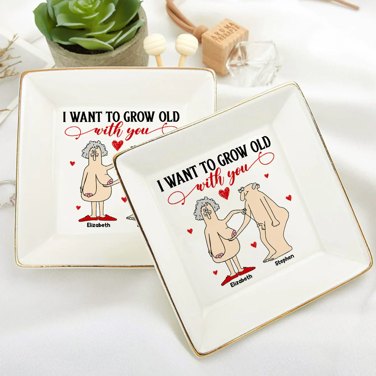 I Want To Grow Old - Personalized Jewelry Dish - Image 6