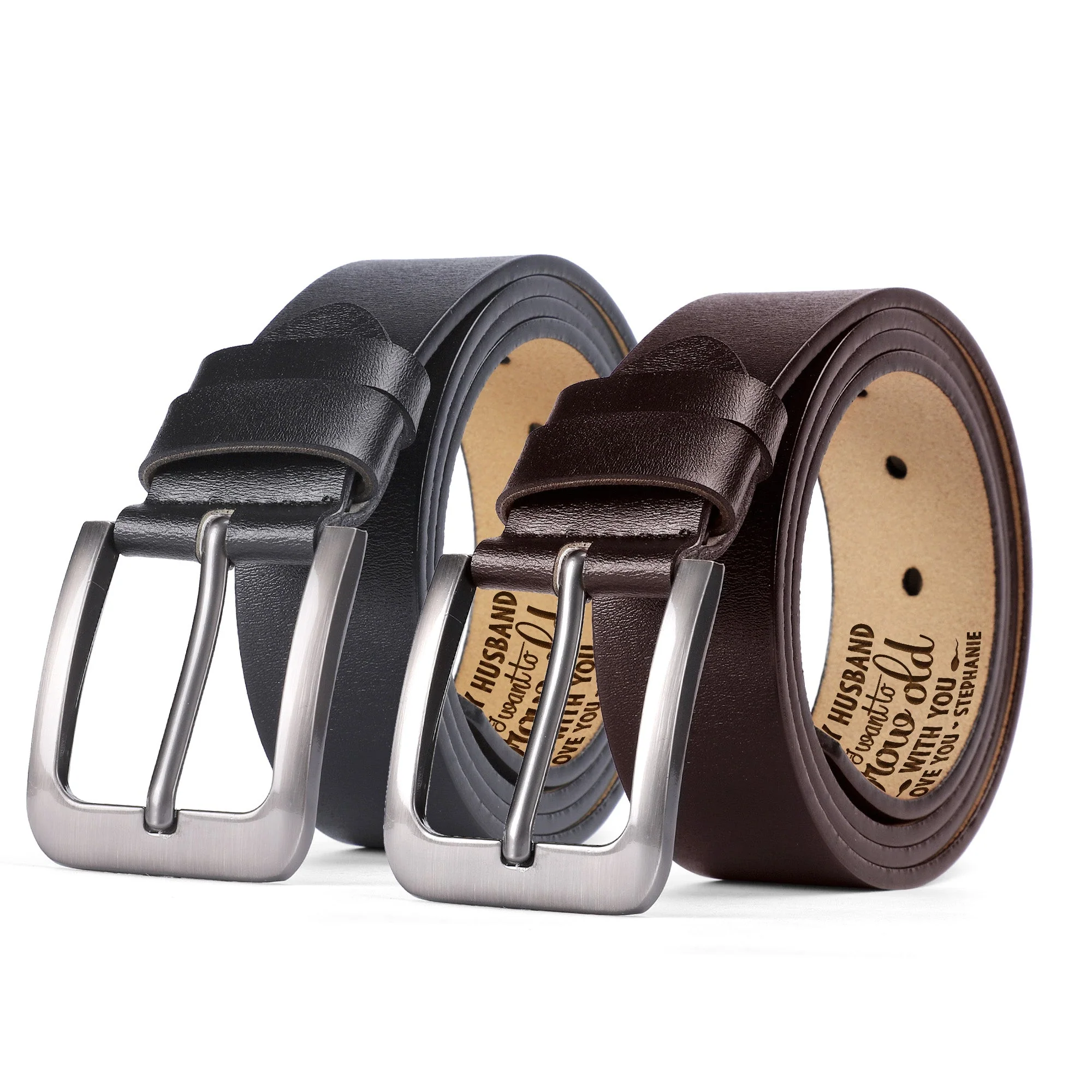 I Want To Grow Old With You - Personalized Engraved Leather Belt - Image 3