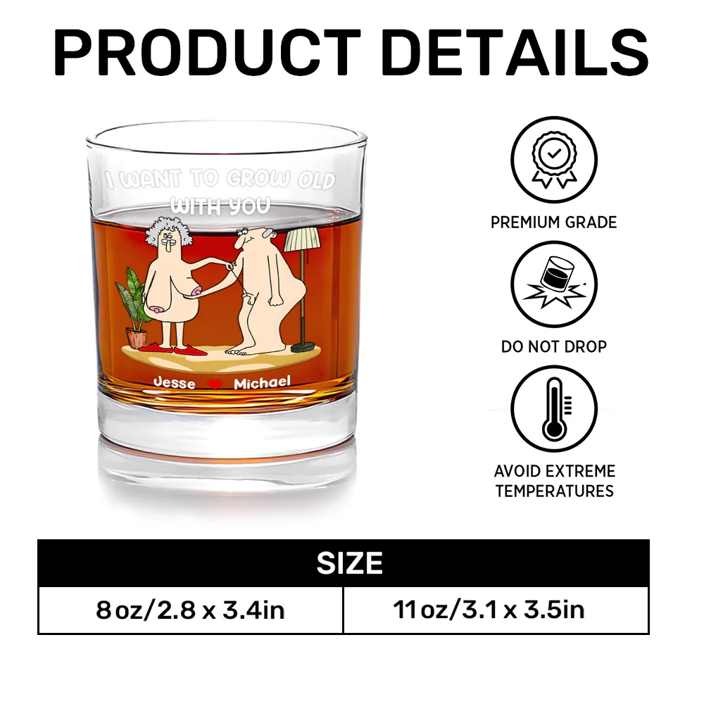 I Want To Grow Old With You - Personalized Round Whiskey Glass - Image 7