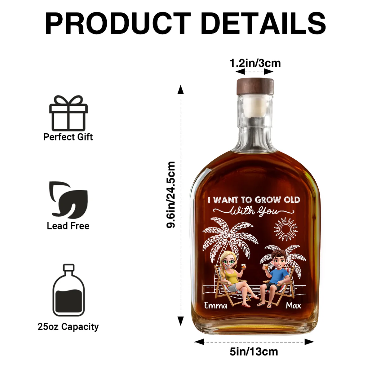 I Want To Grow Old With You - Personalized Whiskey Bottle - Image 6