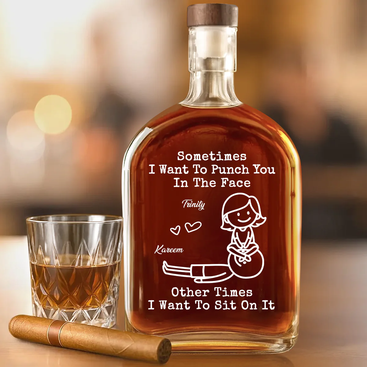 I Want To Sit On It - Personalized Whiskey Bottle - Image 2