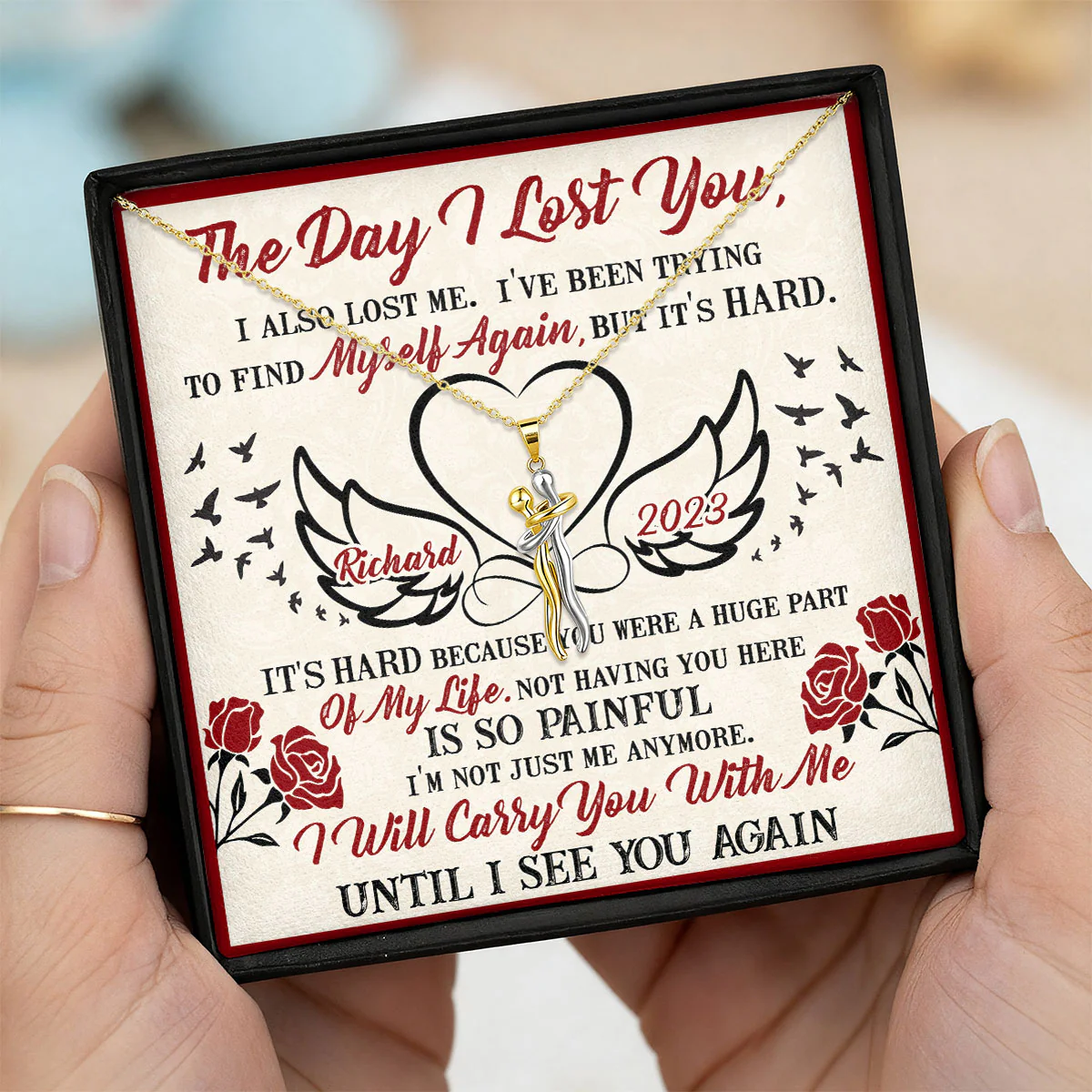 I Will Carry You With Me - Personalized Hug Charm Necklace