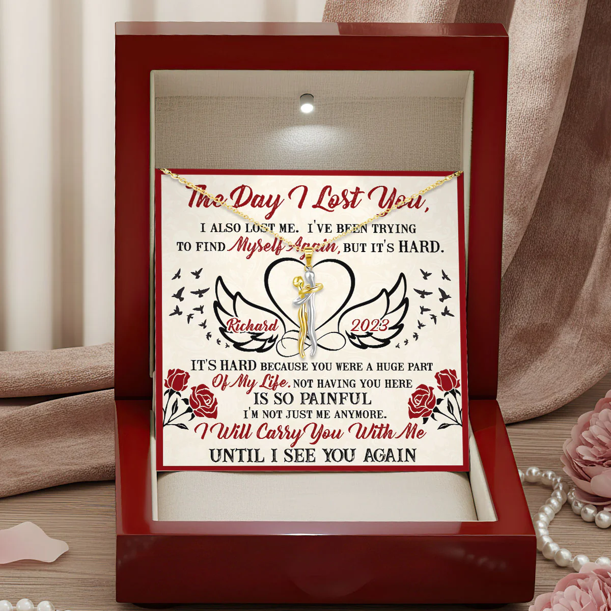 I Will Carry You With Me - Personalized Hug Charm Necklace - Image 2
