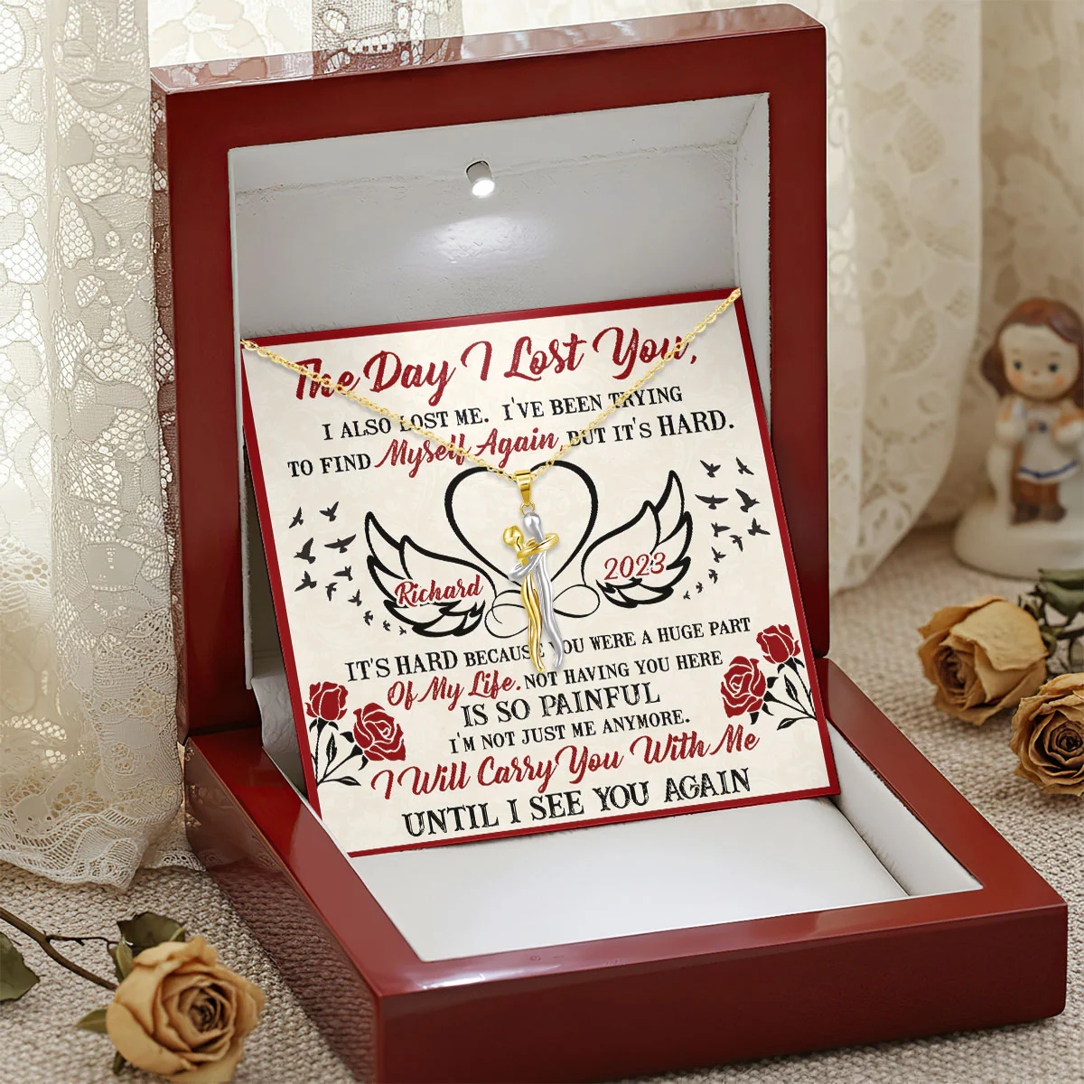I Will Carry You With Me - Personalized Hug Charm Necklace - Image 3