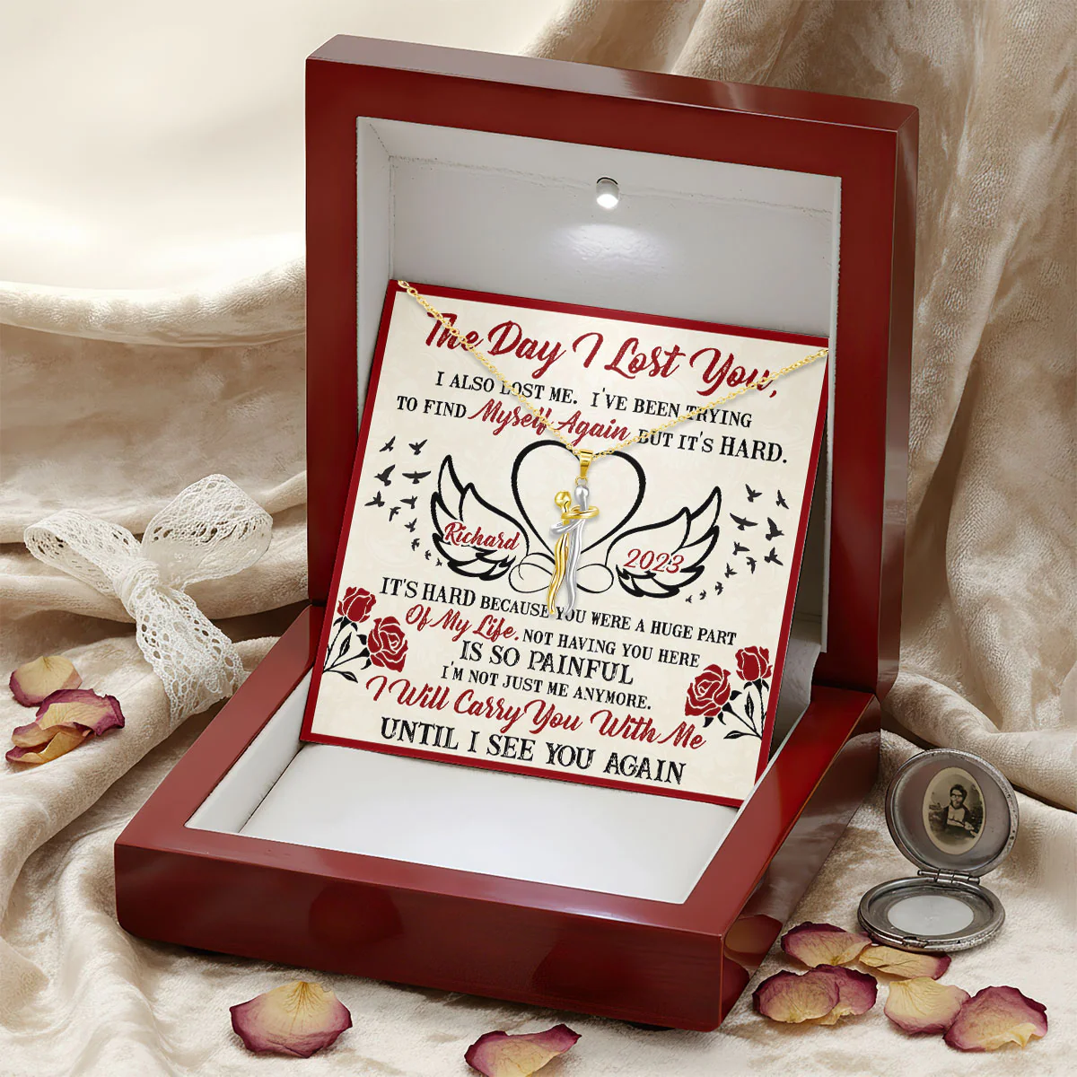 I Will Carry You With Me - Personalized Hug Charm Necklace - Image 4