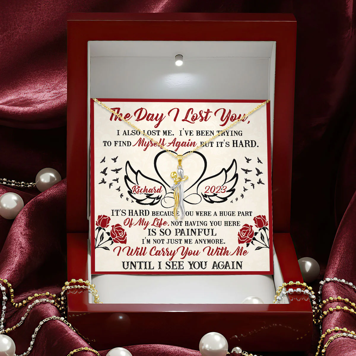 I Will Carry You With Me - Personalized Hug Charm Necklace - Image 5