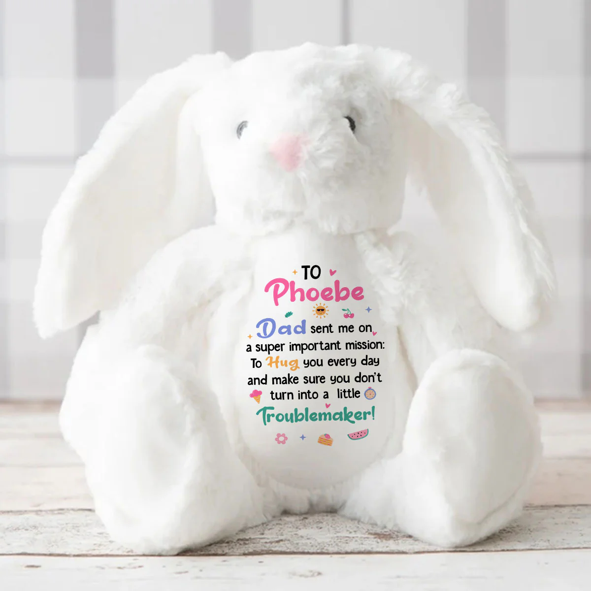 I Will Hug You Everyday  - Personalized Stuffed Bunny - Image 3