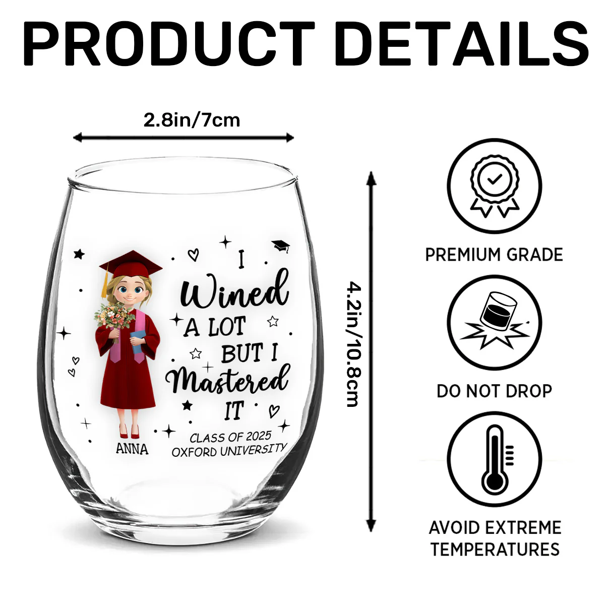 I Wined A Lot But I Mastered It - Personalized Stemless Wine Glass - Image 7