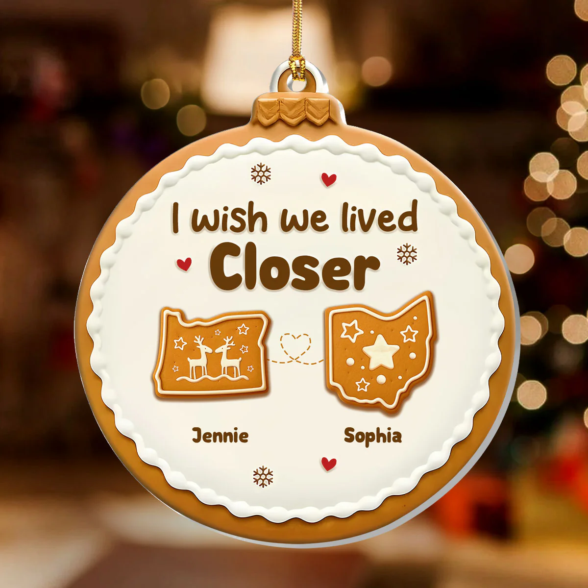 I Wish We Lived Closer - Personalized 1-Layer Acrylic Ornament - Image 2
