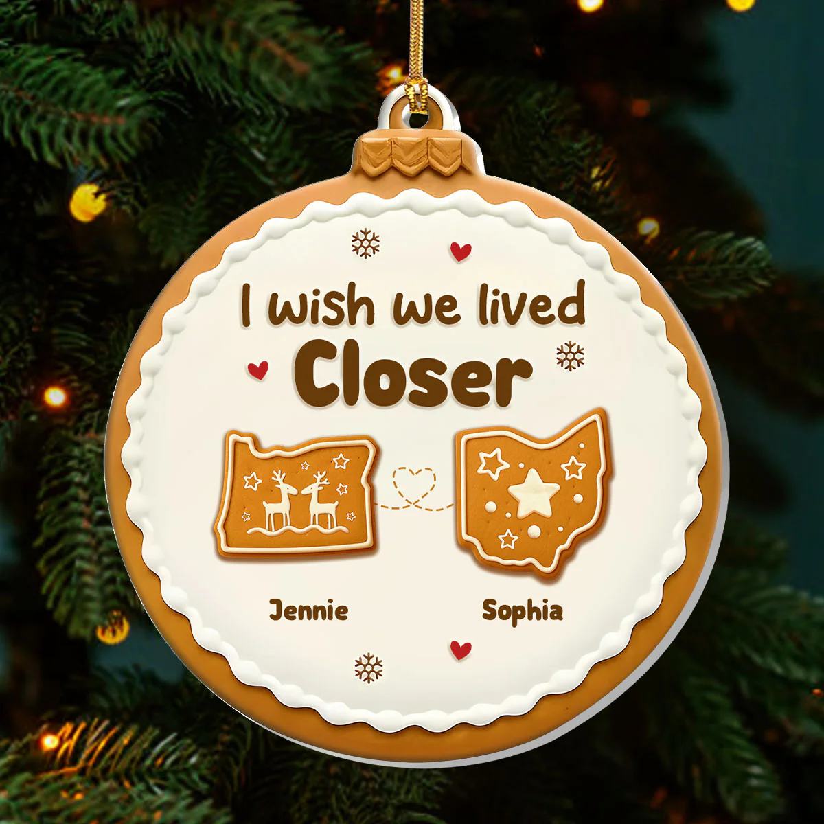 I Wish We Lived Closer - Personalized 1-Layer Acrylic Ornament - Image 3