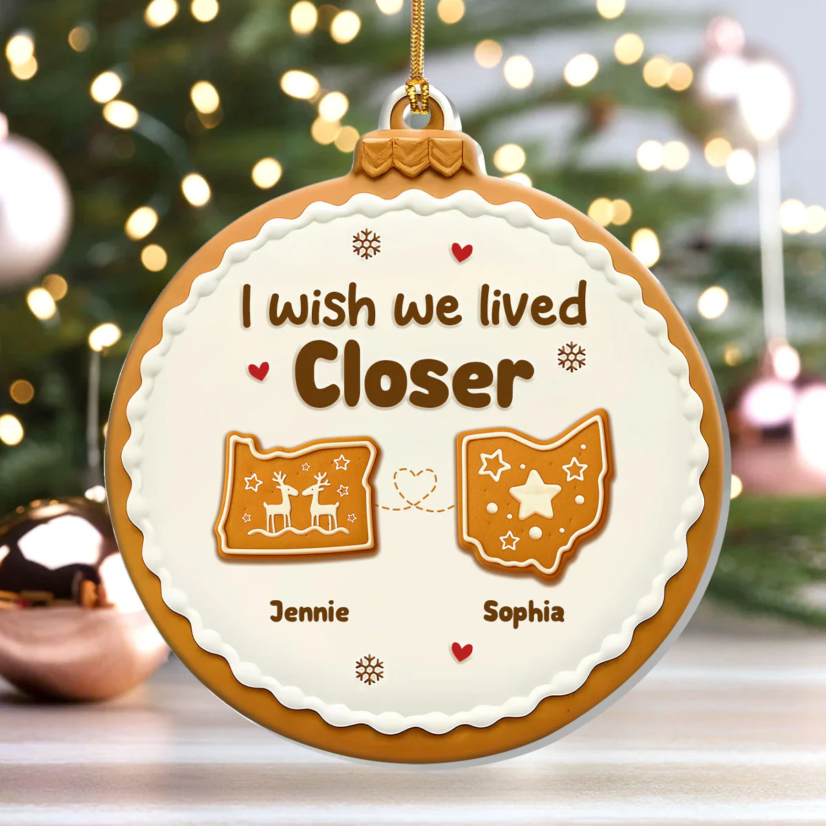 I Wish We Lived Closer - Personalized 1-Layer Acrylic Ornament - Image 4