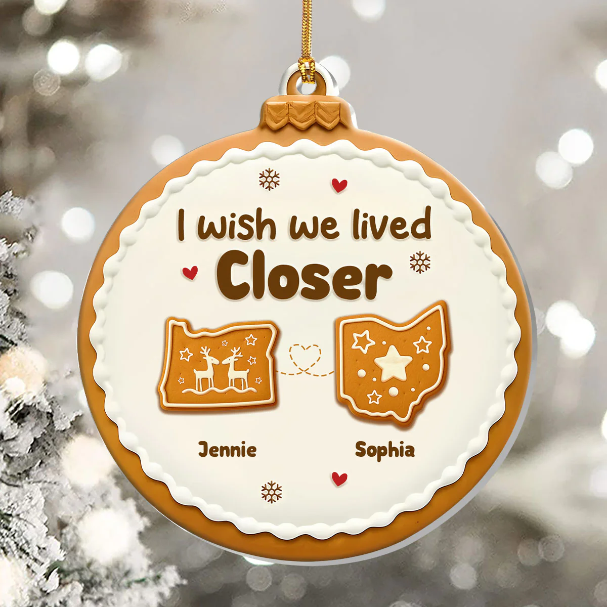 I Wish We Lived Closer - Personalized 1-Layer Acrylic Ornament - Image 5