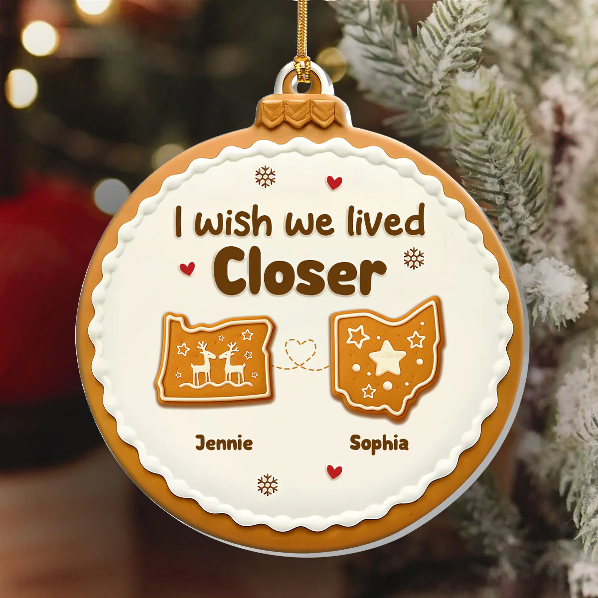 I Wish We Lived Closer - Personalized 1-Layer Acrylic Ornament - Image 6