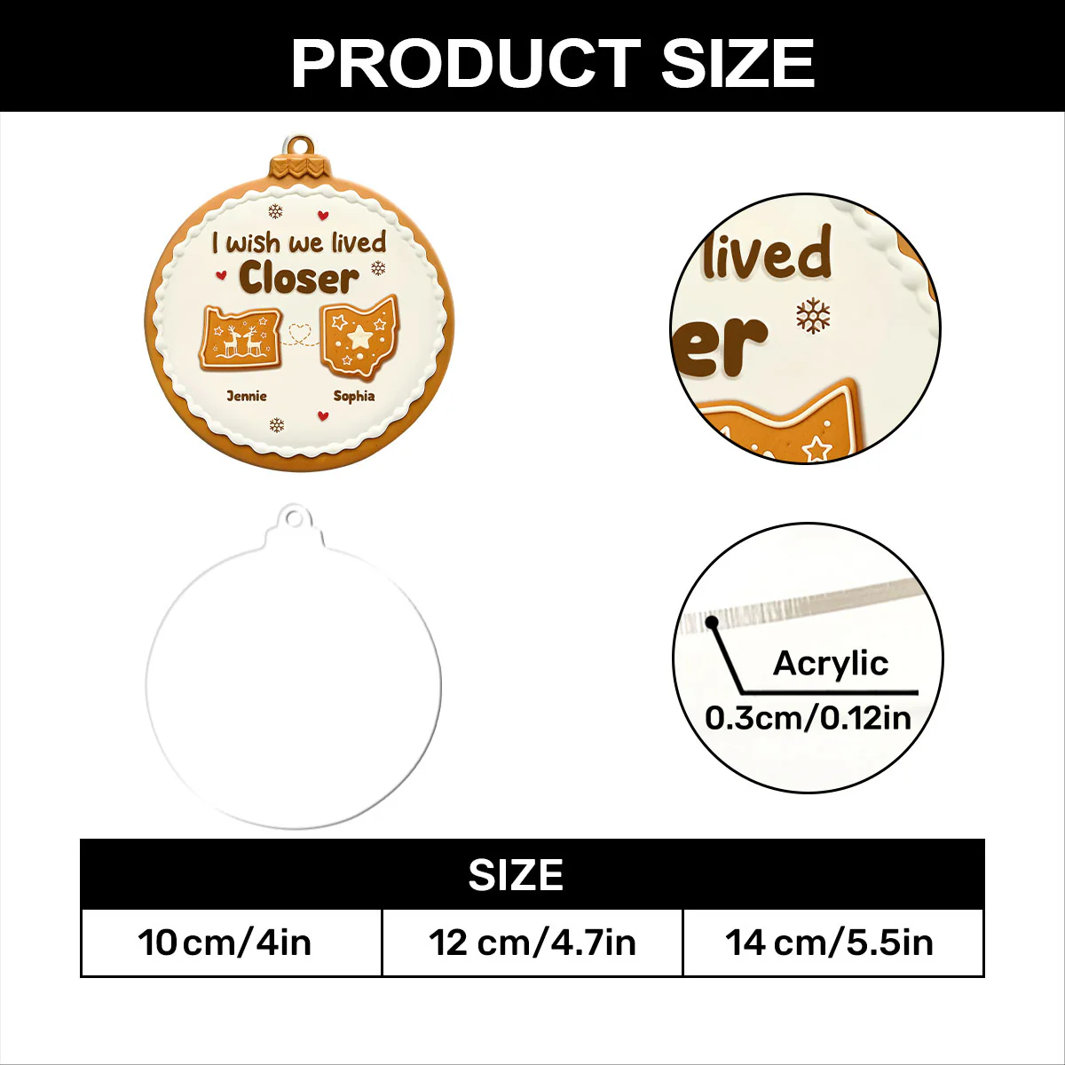 I Wish We Lived Closer - Personalized 1-Layer Acrylic Ornament - Image 7