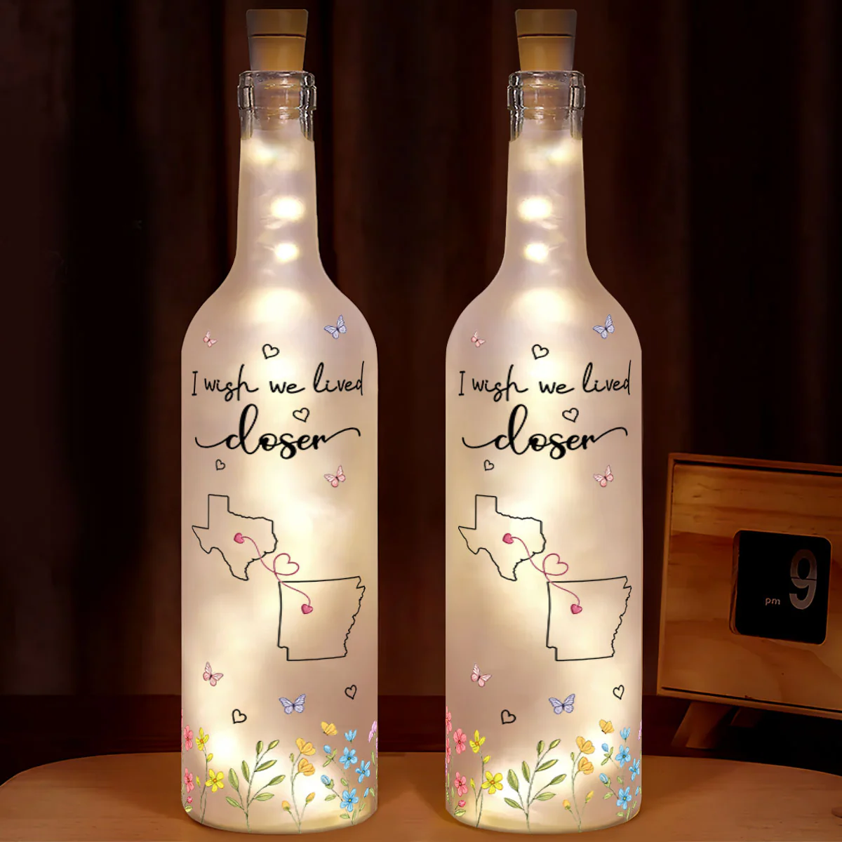 I Wish We Lived Closer - Personalized Bottle Lamp