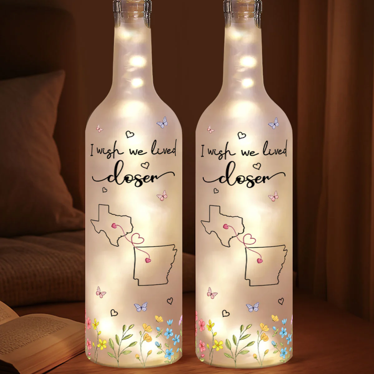 I Wish We Lived Closer - Personalized Bottle Lamp - Image 4