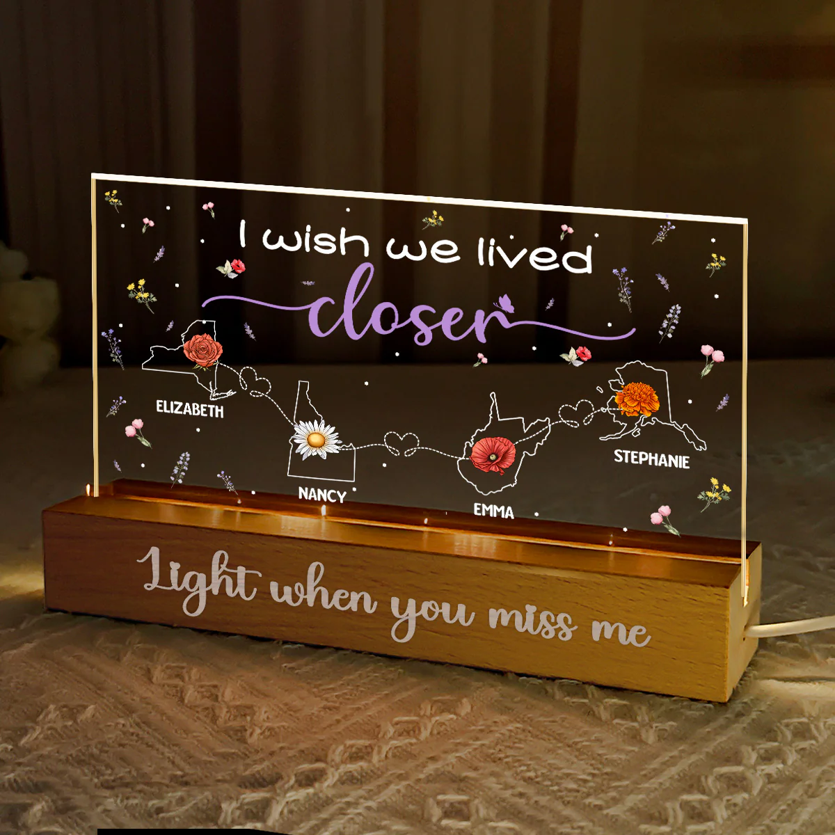 I Wish We Lived Closer - Personalized LED Night Light - Image 3