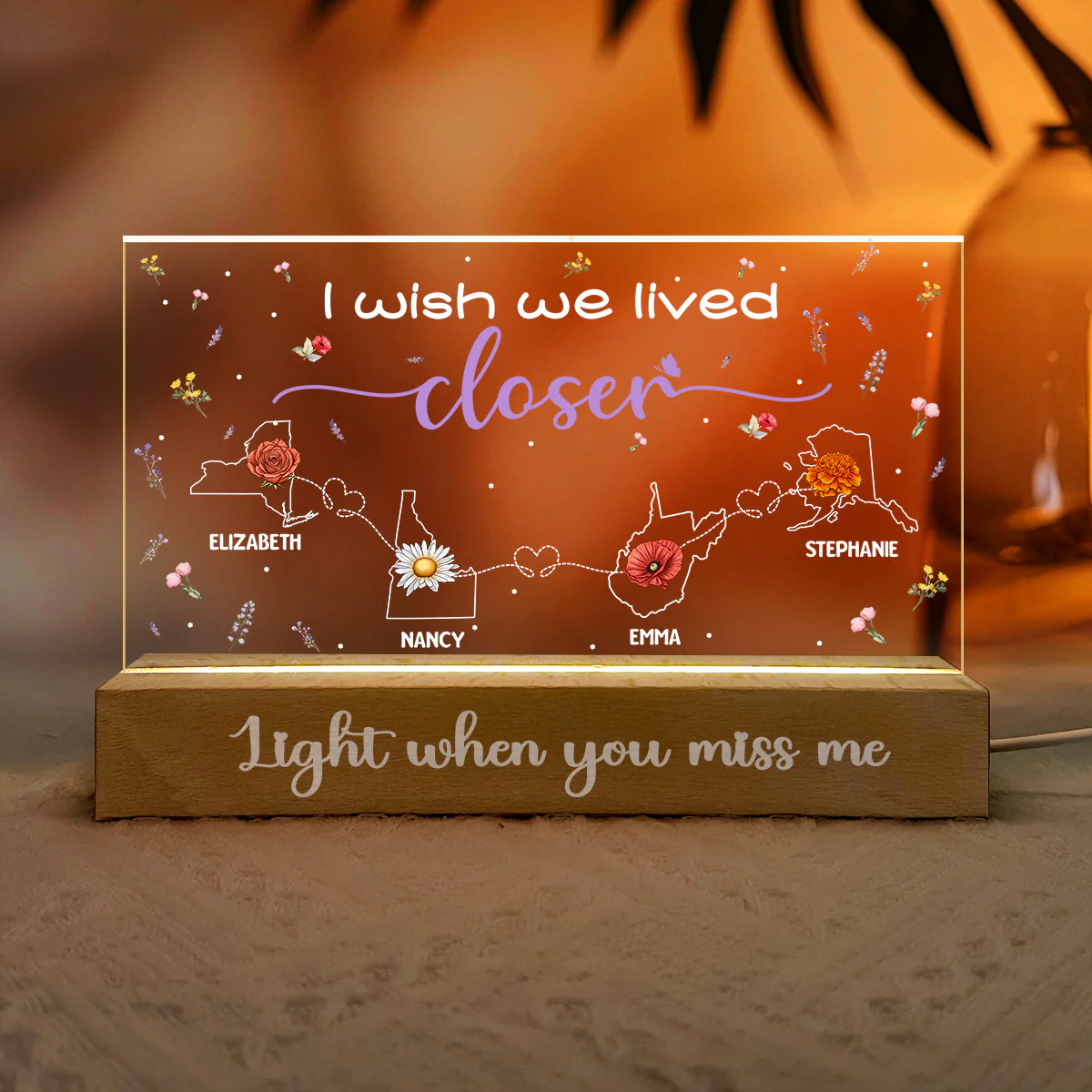 I Wish We Lived Closer - Personalized LED Night Light - Image 4