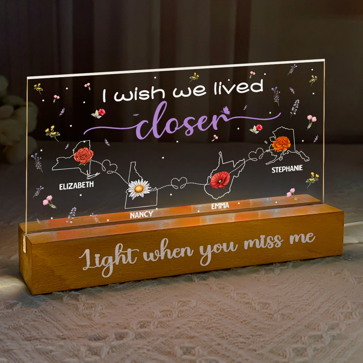 I Wish We Lived Closer - Personalized LED Night Light - Image 5