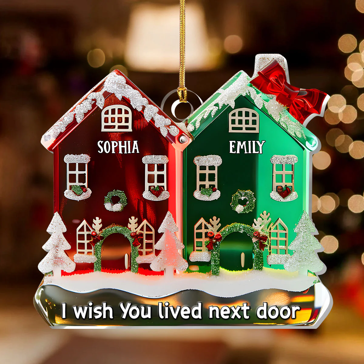 I Wish You Lived Next Door - Personalized 1-Layer Acrylic Ornament - Image 2