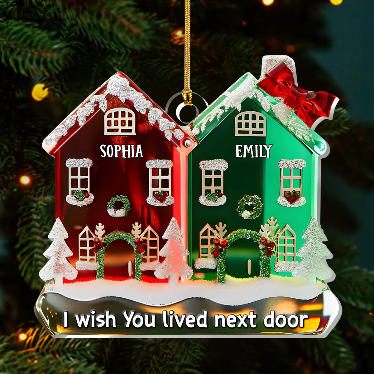 I Wish You Lived Next Door - Personalized 1-Layer Acrylic Ornament - Image 3