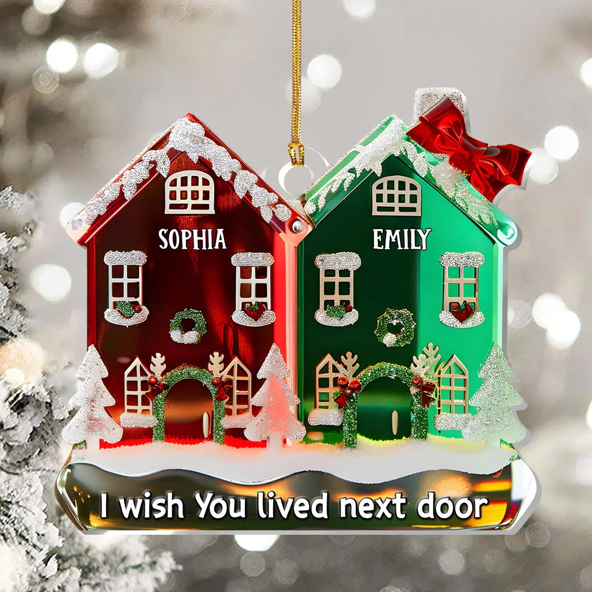 I Wish You Lived Next Door - Personalized 1-Layer Acrylic Ornament - Image 5