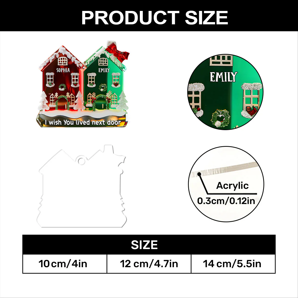 I Wish You Lived Next Door - Personalized 1-Layer Acrylic Ornament - Image 7