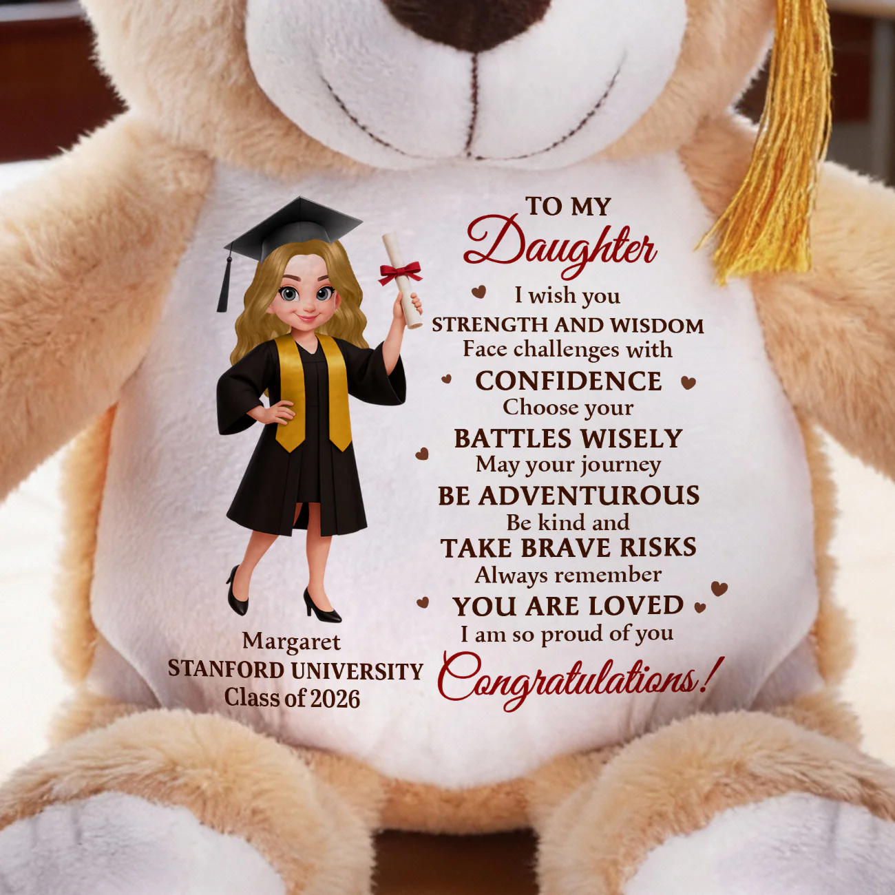 I Wish You Strength And Wisdom - Personalized Graduation Teddy Bear - Image 3