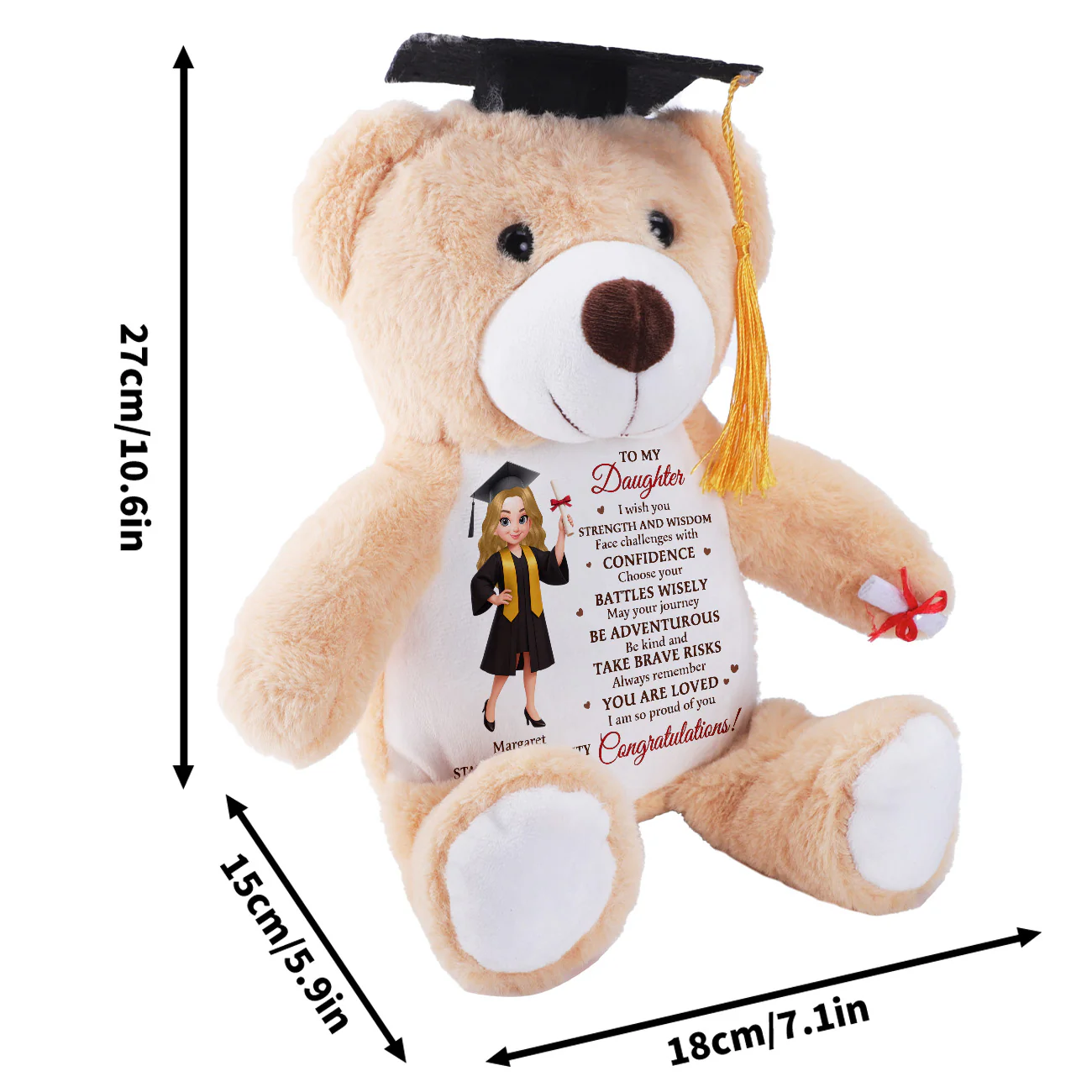 I Wish You Strength And Wisdom - Personalized Graduation Teddy Bear - Image 7